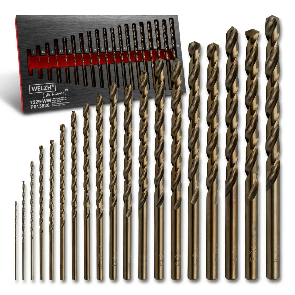 Mechanics Drill Bit Set, Fully Ground Cobalt Extra Long; 19-Piece Set