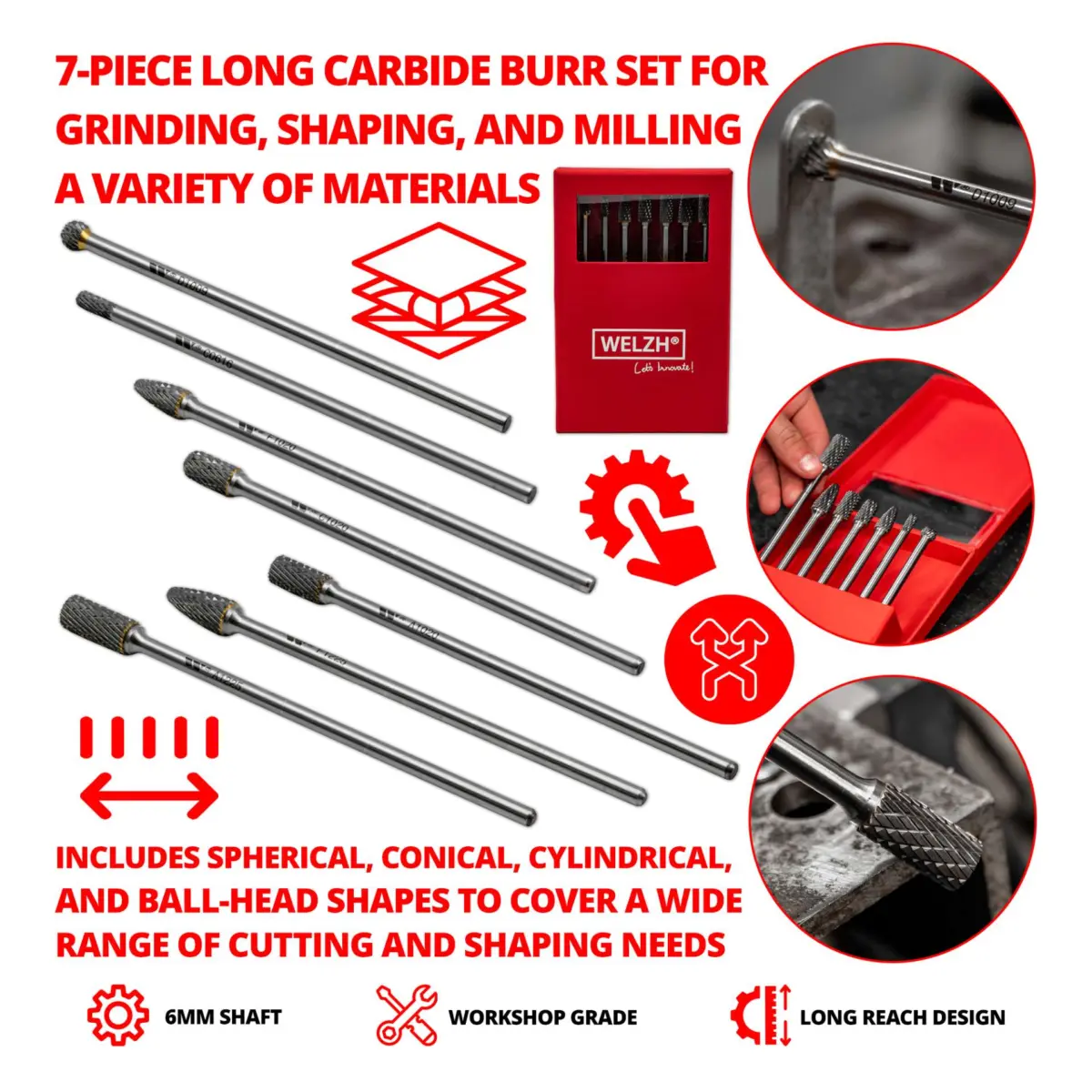 Burrs; Carbide, Long, 7-Piece - Image 3