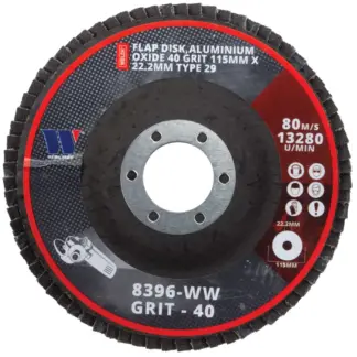 Flap Disk, Type 29, Aluminum Oxide 40 Grit Ø115 mm (200 per Box)