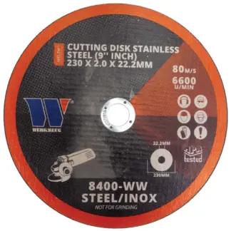 Cutting Disk For Stainless Steel 230x 2.0 x 22.2 mm (9'' Inch) WerkConnect? (100 per box)
