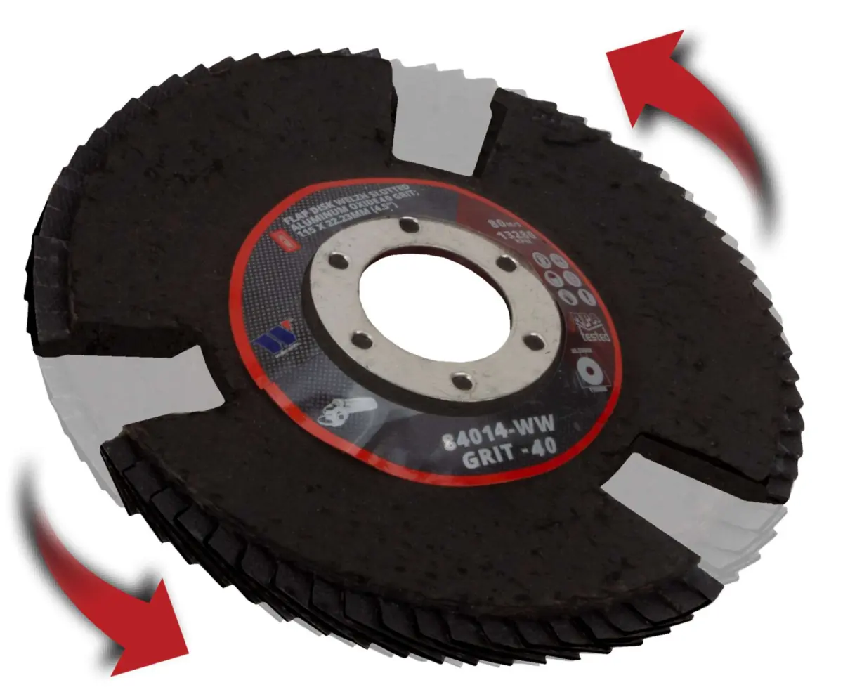 Flap Disk Welzh Slotted, Aluminum Oxide 40 Grit ;115 mm (20 per Box) - Image 3