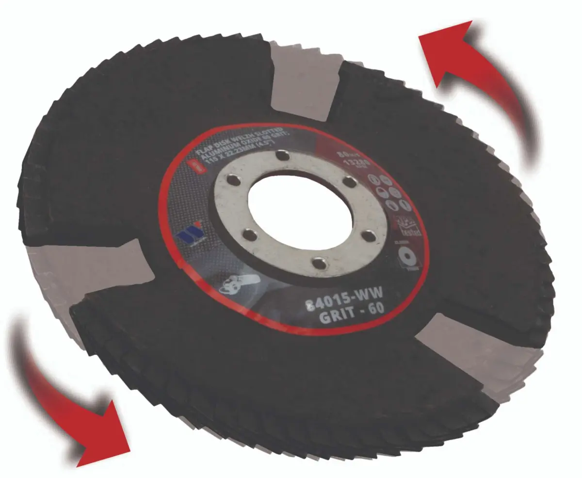 Flap Disk Welzh Slotted, Aluminum Oxide 60 Grit ;115 mm (20 per Box) - Image 4