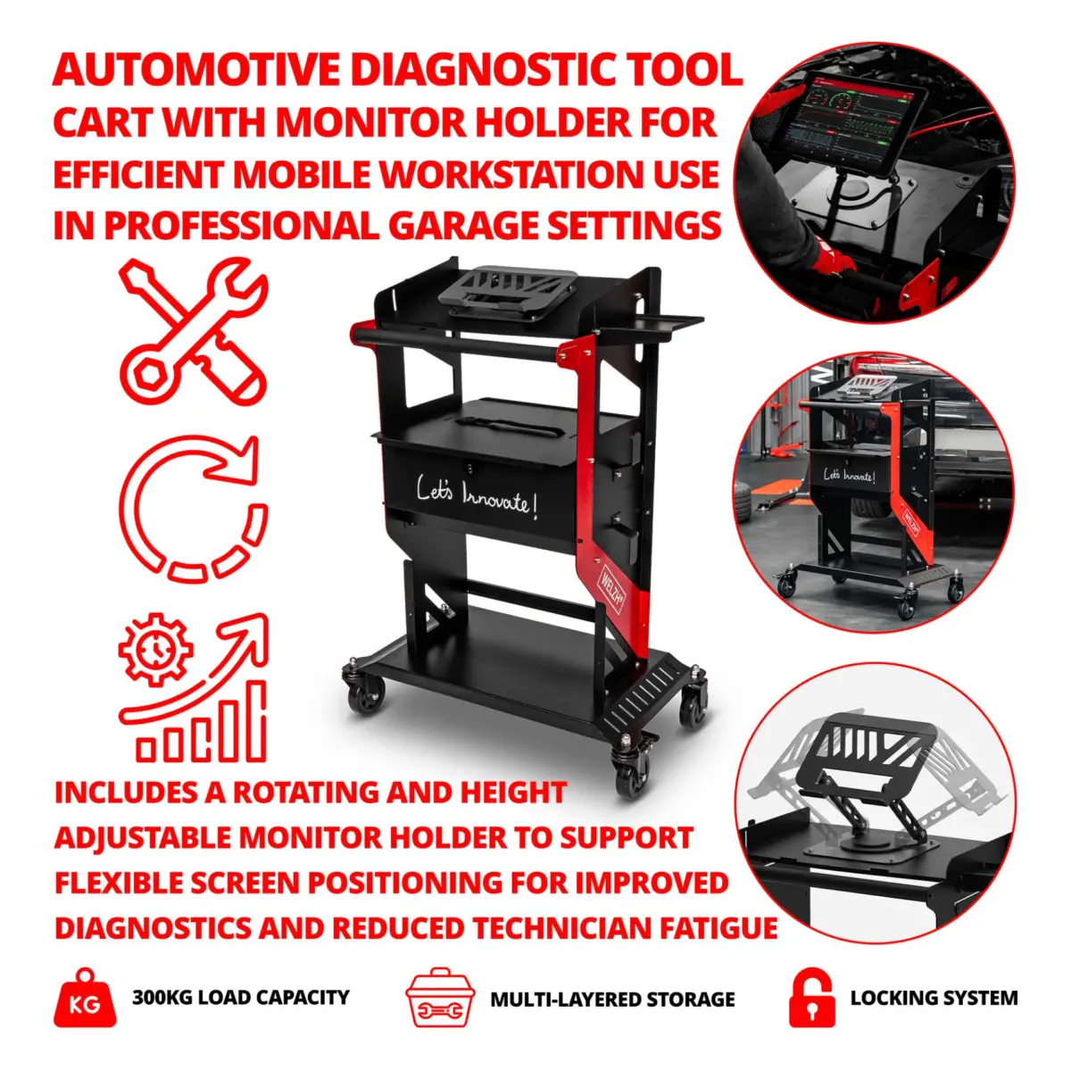 Automotive Diagnostic Tool Cart With Monitor Holder - Image 3