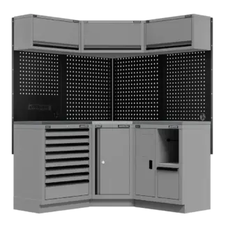 Superline PRO® Black Edition Modular Corner Storage System with Stainless Steel Worktop 1.54m [APMSBESTACK06SS]