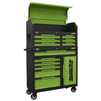 Superline Pro® Topchest & Rollcab Combination 12 Drawer & 1 Door Cupboard - Green [AP1080HVG]
