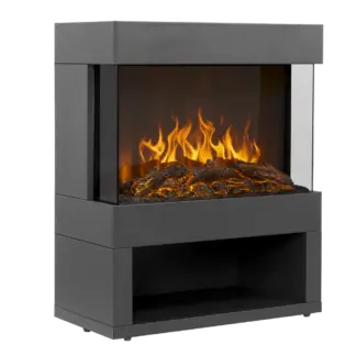 Baridi Electric Stove Heater Fireplace with LED Log Flame Effect & Wood Storage 1800W – Black [DH122]