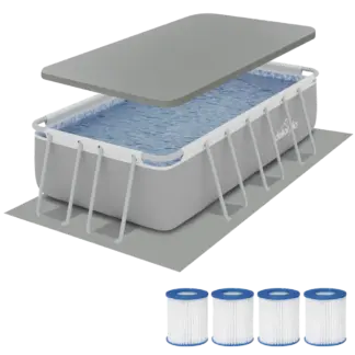 Dellonda Deluxe Steel Frame Swimming Pool with Filter Pump 13ft, Top Cover, Ground Sheet & Additional Filters [DL139]