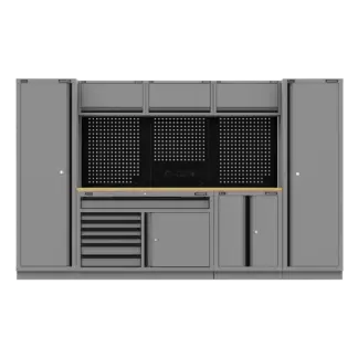 Superline PRO® Black Edition Storage System with Rubber Wood Worktop 3.24m [APMSBESTACK05W]