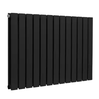 Baridi Horizontal Radiator Contemporary Double Flat Panel Design 600 x 910mm – Black [DH346]