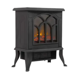 Baridi Electric Stove Heater Fireplace with LED Log Flame Effect 1800W – Black [DH121]
