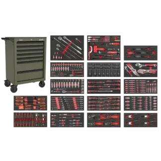 Superline PRO® Rollcab 7 Drawer with 305pc Tool Kit - Khaki [SPTCOMBO4K]