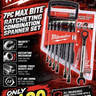 Milwaukee 7pc MAX BITE Ratcheting Combination Spanner Set (Metric)