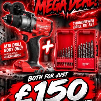 Milwaukee M18 FUEL Drill (Body Only) + Thunderweb Drill Bit Set